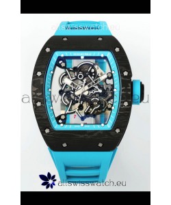 Richard Mille RM055 Black Carbon Casing Blue Rims 1:1 Superclone Genuine Tourbillon Watch 