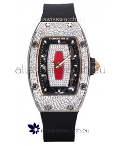 Richard Mille RM007 Diamonds Paved Red Dial 904L Steel Superclone Swiss Watch