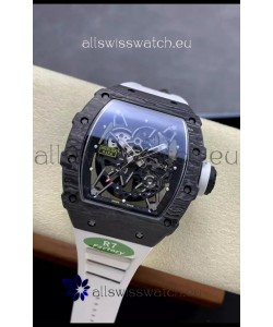 Richard Mille RM35-02 Rafael Nadal Black Carbon White Strap with Genuine Tourbillon Super Clone Watch
