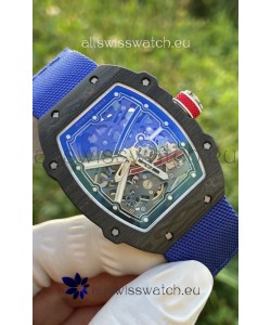 Richard Mille Super Clone RM67-02 Sebastien Ogier Black Carbon TPT 37 Grams Watch Blue Strap 