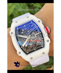 Richard Mille Super Clone RM67-02 Alexis Pinturault White Quartz TPT 37 Grams Watch White Strap
