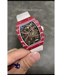 Richard Mille Super Clone RM67-02 Mutaz Barshim Red Carbon TPT 37 Grams Watch White Strap