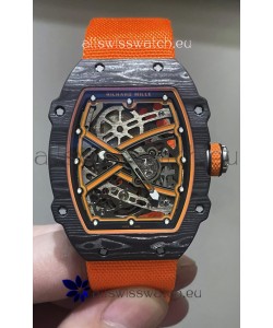 Richard Mille Super Clone RM67-02 Black Carbon TPT 37 Grams Watch Orange Strap