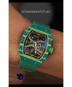 Richard Mille Super Clone RM67-02 Wayde Van Niekerk Green Carbon TPT 37 Grams Watch Green Strap