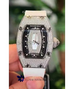 Richard Mille RM007 Diamonds Paved Black Dial 904L Steel Superclone Swiss Watch