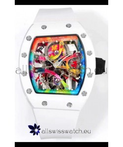 Richard Mille Super Clone RM68-01 White Ceramic Casing White Strap Tourbillon Swiss Replica
