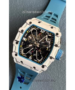 Richard Mille RM35-03 Rafael Nadal Edition White Carbon Fiber Casing 1:1 Mirror Replica Watch in Blue Strap