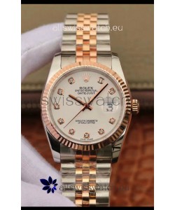 Rolex Datejust 36MM Cal.3135 Movement Swiss Replica Watch in 904L Steel Two Tone Casing White Dial