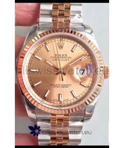 Rolex Datejust 36MM Cal.3135 Movement Swiss Replica Watch in 904L Steel Two Tone Casing Gold Dial