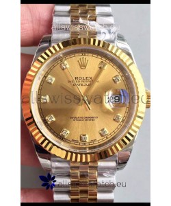 Rolex Datejust 41MM Cal.3135 Movement Swiss Replica Watch in 904L Steel Two Tone Gold Dial