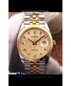 Rolex Datejust 36MM Cal.3135 Movement Swiss Replica Watch in 904L Steel Two Tone Casing Computer Dial