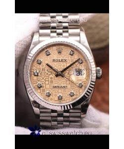 Rolex Datejust 36MM Cal.3135 Movement Swiss Replica Watch in 904L Steel Champange Computer Dial 