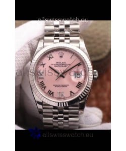 Rolex Datejust 36MM Cal.3135 Movement Swiss Replica Watch in 904L Steel Pink Dial 