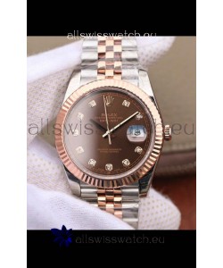 Rolex Datejust 41MM Cal.3135 Movement Swiss Replica Watch in 904L Steel Two Tone Brown Dial