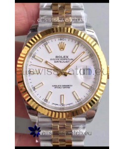 Rolex Datejust 41MM Cal.3135 Movement Swiss Replica Watch in 904L Steel Two Tone White Dial