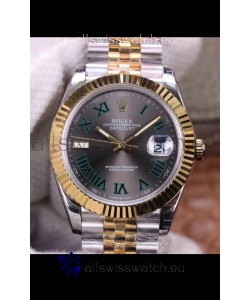 Rolex Datejust 41MM Cal.3135 Movement Swiss Replica Watch in 904L Steel Two Tone Grey Dial 