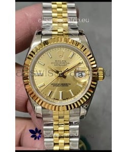 Rolex Datejust Super Clone Gold Dial 2 Tone Yellow Rose Gold Watch 28MM