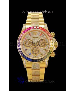 Rolex Daytona ICED OUT Yellow Gold Watch Original Cal.4130 Movement - 1:1 Mirror 904L Steel Watch 