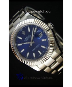 Rolex Datejust Japanese Replica Watch - Blue Dial in 41MM with Oyster Strap