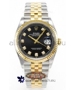 Rolex Super Clone Datejust ETA 3235 Movement 36MM Two Tone Yellow Gold Swiss Black Dial Watch