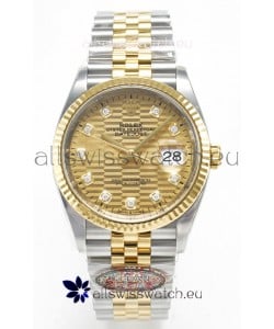 Rolex Super Clone Datejust ETA 3235 Movement 36MM Two Tone Yellow Gold Swiss Fluted Dial