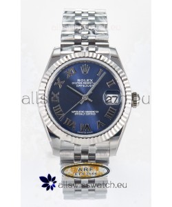 Rolex Super Clone Datejust ETA 2688 Movement 31MM Stainless Steel Blue Roman Dial Watch 