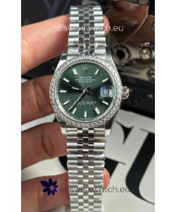 Rolex Super Clone Datejust ETA 2688 Movement 31MM Stainless Steel Case Green Dial Watch