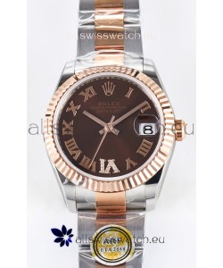 Rolex Super Clone Datejust ETA 2688 Movement 31MM Two Tone Rose Gold Swiss Brown Dial