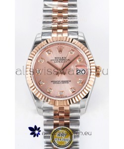 Rolex Super Clone Datejust ETA 2688 Movement 31MM Two Tone Rose Gold Swiss Champange Dial