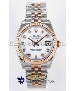 Rolex Super Clone Datejust ETA 2688 Movement 31MM Two Tone Rose Gold Swiss White Dial