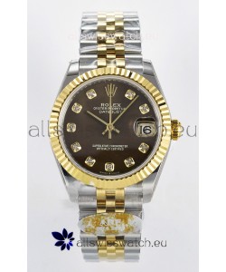 Rolex Super Clone Datejust ETA 2688 Movement 31MM Two Tone Yellow Gold Swiss Brown Dial