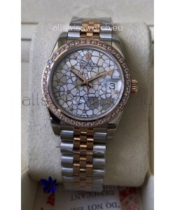 Rolex Datejust M278381RBR 31MM Swiss Replica Two Tone Rose Gold - Floral Motif Dial 1:1 Mirror Quality