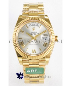 Rolex Day Date Super Clone 18K Yellow Gold Watch 40MM - Steel Dial 1:1 Mirror Quality