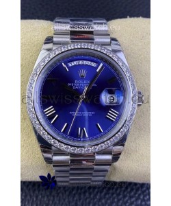 Rolex Day Date M228206-0015 904L Steel 40MM - Blue Dial 1:1 Mirror Replica