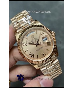 Rolex Day Date 40MM 228235 Rose Gold in Gold Roman Dial 1:1 Mirror Replica Watch