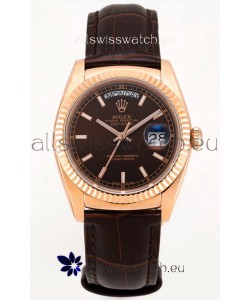 Rolex Day Date Rose Gold 904L Steel Casing Watch in Brown Dial 36MM - 1:1 Mirror Quality