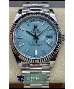 Rolex Day Date 904L Stainless Steel Tiffany Blue Stick Dial Watch 40MM - 1:1 Mirror Quality
