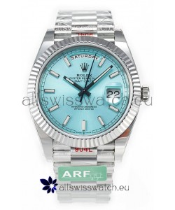 Rolex Day Date 904L Stainless Steel Tiffany Blue Stick Dial Watch 40MM - 1:1 Mirror Quality
