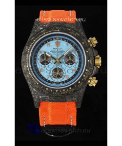 Rolex Daytona Super Clone Watch in Blue Dial Black Carbon Casing 1:1 Mirror Replica