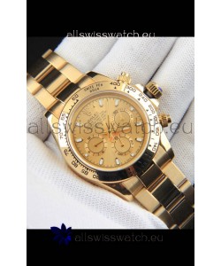 Rolex Daytona Japanese Movement Gold Casing Replica Watch in Gold Dial 