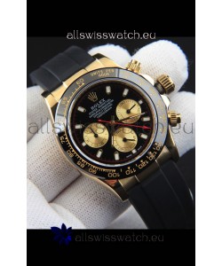 Rolex Daytona Japanese Movement Gold Casing Replica Watch in Black Dial 