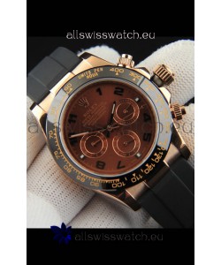 Rolex Daytona Japanese Movement Gold Casing Replica Watch in Brown Dial 