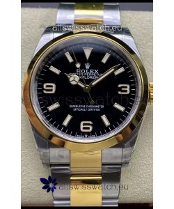 Rolex Explorer I Black Dial - Yellow Gold on Steel in 3230 Swiss Automatic Movement