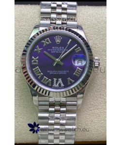 Rolex Datejust 31MM ETA-2671 Movement Swiss Replica in 904L Steel Purple Dial 
