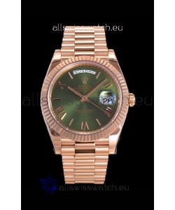 Rolex Day Date Watch in Green Dial with Roman Hour Numerals Cal.3255 Movement - 904L Steel 