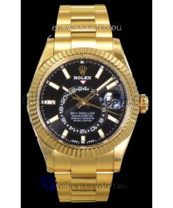 Rolex Sky-Dweller REF# 336235 Black Dial Watch in Yellow Gold 904L Steel Case 1:1 Mirror Replica