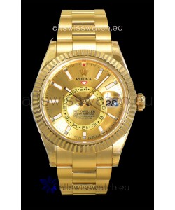 Rolex Sky-Dweller REF# 336235 Gold Dial Watch in Yellow Gold 904L Steel Case 1:1 Mirror Replica