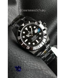 Rolex Submariner Blaken DLC Coated Swiss Replica Watch in Black Dial 