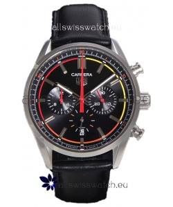 Tag Heuer Carrera Chronograph 42 Swiss Quartz Replica Watch Black Dial Leather Strap