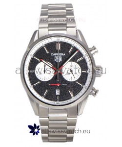 Tag Heuer Carrera Chronograph 43 Swiss Quartz Replica Watch Black Dial Steel Strap